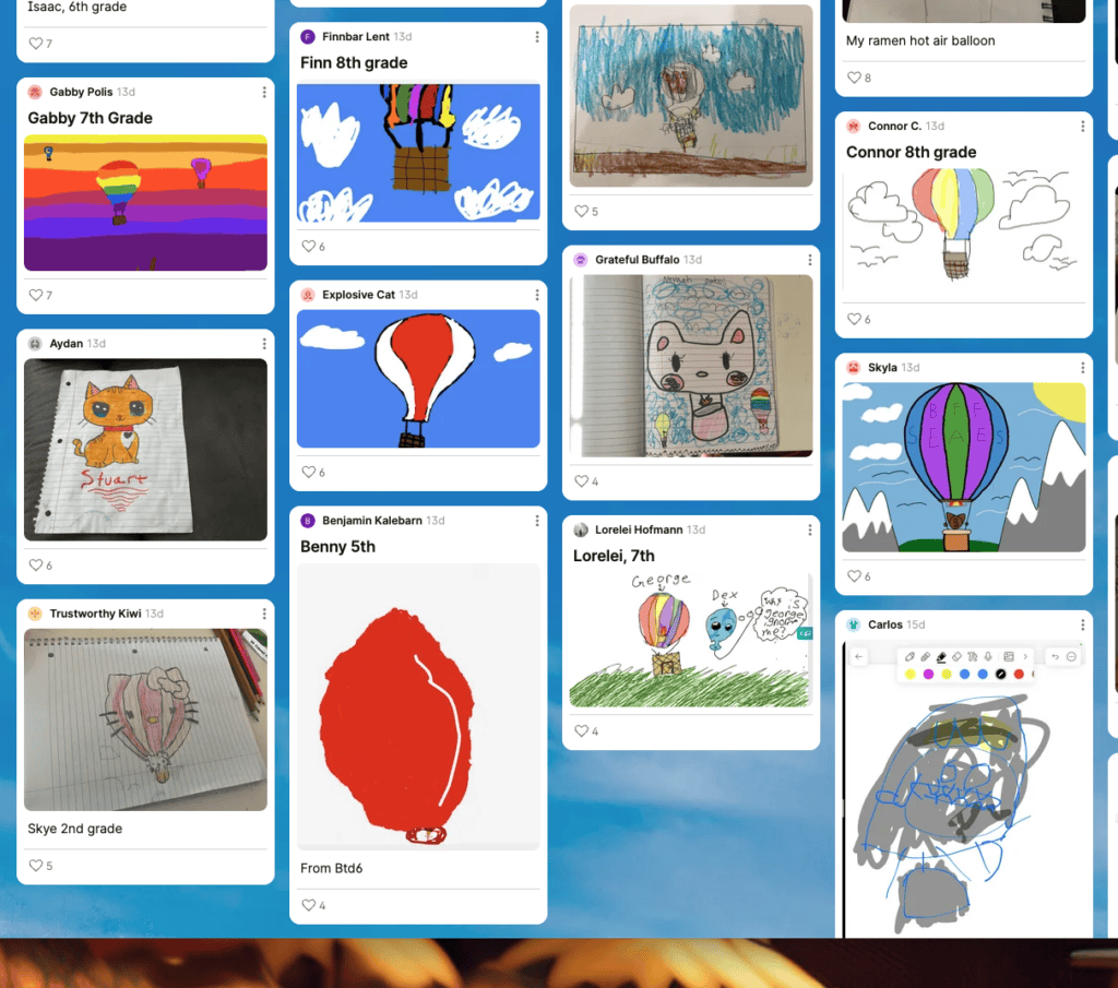 A picture of the website with the links to all the balloon projects